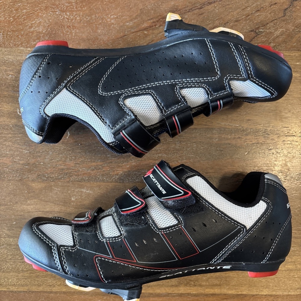 Scattante Mens Sz 7.5 Cycling Shoes SPD-SL Spin‎ Road Scalino with 3 Bolt Cleats